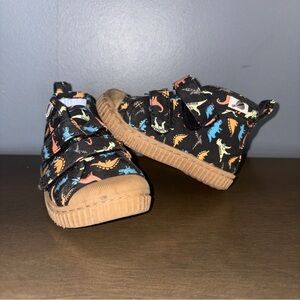 Copper Key Adventure Wash n Wear Black Dinosaur Print Sneakers Baby Shoes 4